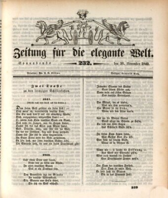 Zeitung für die elegante Welt Samstag 26. November 1842