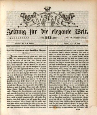 Zeitung für die elegante Welt Samstag 10. Dezember 1842