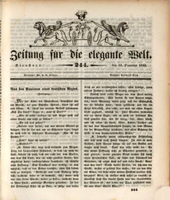 Zeitung für die elegante Welt Dienstag 13. Dezember 1842