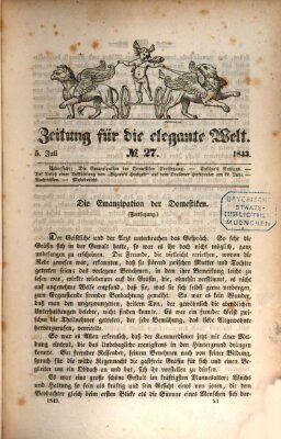 Zeitung für die elegante Welt Mittwoch 5. Juli 1843