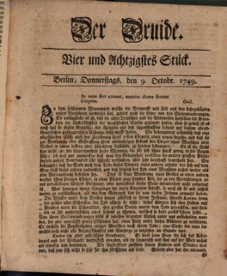 Der Druide Donnerstag 9. Oktober 1749