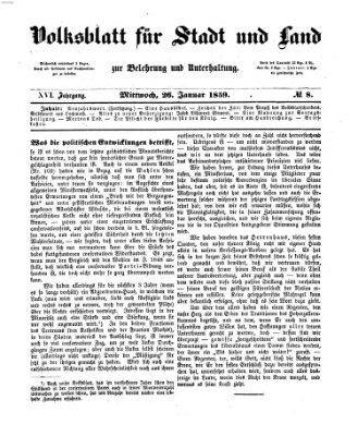 Volksblatt für Stadt und Land zur Belehrung und Unterhaltung Mittwoch 26. Januar 1859