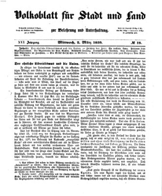 Volksblatt für Stadt und Land zur Belehrung und Unterhaltung Mittwoch 2. März 1859