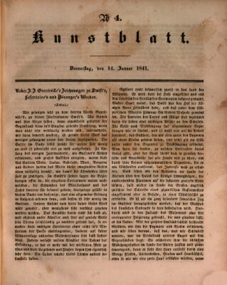 Morgenblatt für gebildete Leser. Kunstblatt (Morgenblatt für gebildete Stände) Donnerstag 14. Januar 1841