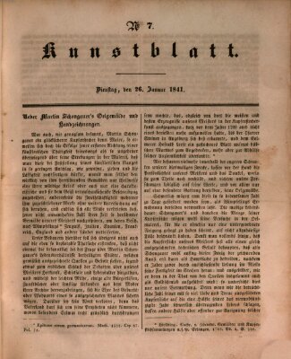 Morgenblatt für gebildete Leser. Kunstblatt (Morgenblatt für gebildete Stände) Dienstag 26. Januar 1841