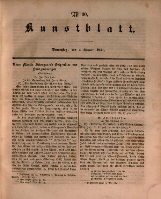 Morgenblatt für gebildete Leser. Kunstblatt (Morgenblatt für gebildete Stände) Donnerstag 4. Februar 1841