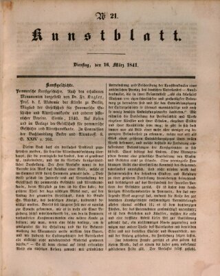 Morgenblatt für gebildete Leser. Kunstblatt (Morgenblatt für gebildete Stände) Dienstag 16. März 1841