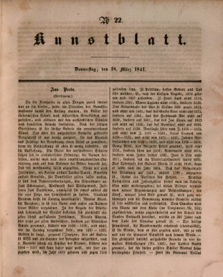 Morgenblatt für gebildete Leser. Kunstblatt (Morgenblatt für gebildete Stände) Donnerstag 18. März 1841