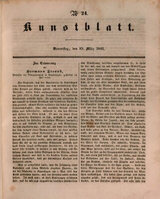 Morgenblatt für gebildete Leser. Kunstblatt (Morgenblatt für gebildete Stände) Donnerstag 25. März 1841