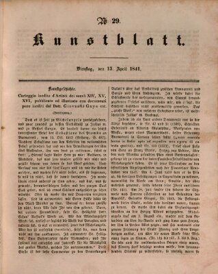 Morgenblatt für gebildete Leser. Kunstblatt (Morgenblatt für gebildete Stände) Dienstag 13. April 1841