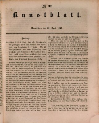 Morgenblatt für gebildete Leser. Kunstblatt (Morgenblatt für gebildete Stände) Donnerstag 22. April 1841