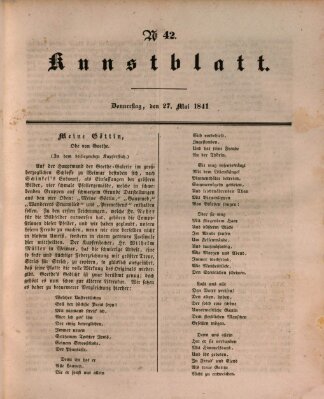 Morgenblatt für gebildete Leser. Kunstblatt (Morgenblatt für gebildete Stände) Donnerstag 27. Mai 1841