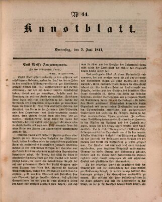 Morgenblatt für gebildete Leser. Kunstblatt (Morgenblatt für gebildete Stände) Donnerstag 3. Juni 1841