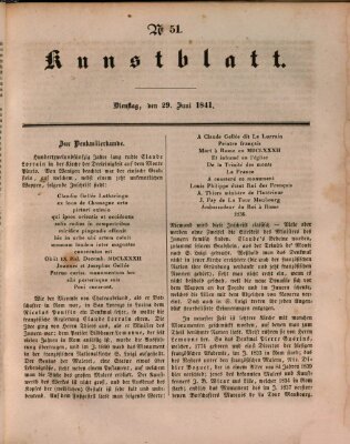 Morgenblatt für gebildete Leser. Kunstblatt (Morgenblatt für gebildete Stände) Dienstag 29. Juni 1841