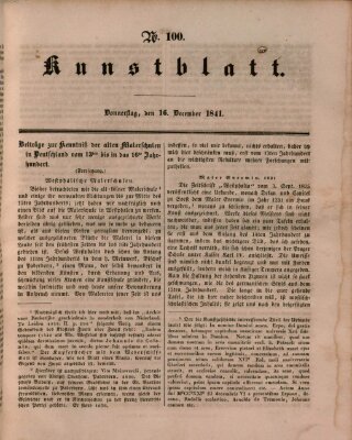 Morgenblatt für gebildete Leser. Kunstblatt (Morgenblatt für gebildete Stände) Donnerstag 16. Dezember 1841