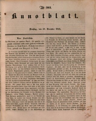 Morgenblatt für gebildete Leser. Kunstblatt (Morgenblatt für gebildete Stände) Dienstag 28. Dezember 1841