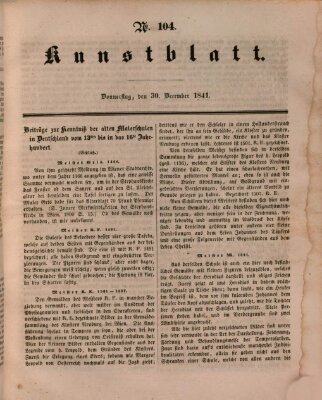 Morgenblatt für gebildete Leser. Kunstblatt (Morgenblatt für gebildete Stände) Donnerstag 30. Dezember 1841