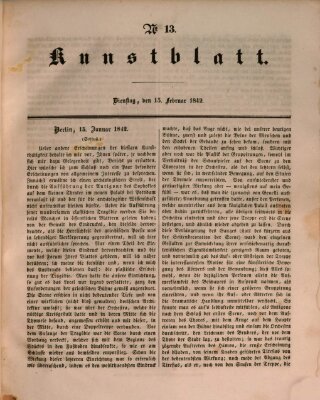 Morgenblatt für gebildete Leser. Kunstblatt (Morgenblatt für gebildete Stände) Dienstag 15. Februar 1842