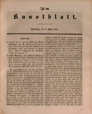 Morgenblatt für gebildete Leser. Kunstblatt (Morgenblatt für gebildete Stände) Donnerstag 31. März 1842