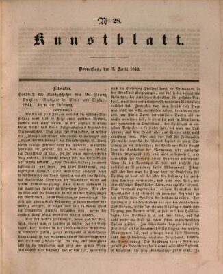 Morgenblatt für gebildete Leser. Kunstblatt (Morgenblatt für gebildete Stände) Donnerstag 7. April 1842