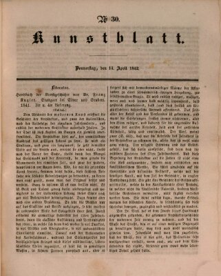 Morgenblatt für gebildete Leser. Kunstblatt (Morgenblatt für gebildete Stände) Donnerstag 14. April 1842