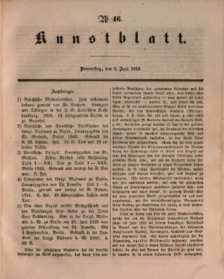 Morgenblatt für gebildete Leser. Kunstblatt (Morgenblatt für gebildete Stände) Donnerstag 9. Juni 1842