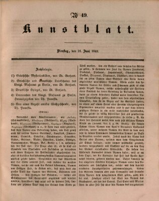 Morgenblatt für gebildete Leser. Kunstblatt (Morgenblatt für gebildete Stände) Dienstag 21. Juni 1842