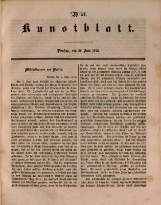 Morgenblatt für gebildete Leser. Kunstblatt (Morgenblatt für gebildete Stände) Dienstag 28. Juni 1842