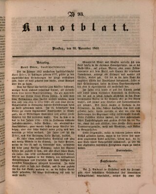 Morgenblatt für gebildete Leser. Kunstblatt (Morgenblatt für gebildete Stände) Dienstag 22. November 1842