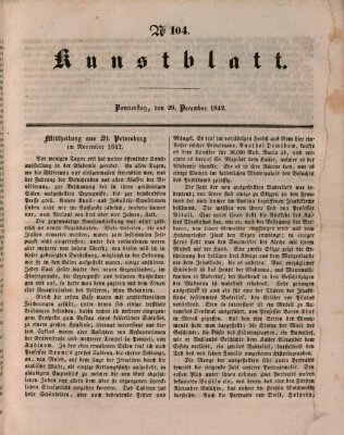 Morgenblatt für gebildete Leser. Kunstblatt (Morgenblatt für gebildete Stände) Donnerstag 29. Dezember 1842