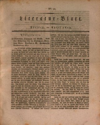 Morgenblatt für gebildete Stände. Literatur-Blatt (Morgenblatt für gebildete Stände) Freitag 10. April 1829