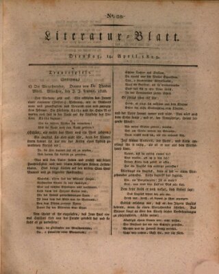 Morgenblatt für gebildete Stände. Literatur-Blatt (Morgenblatt für gebildete Stände) Dienstag 14. April 1829