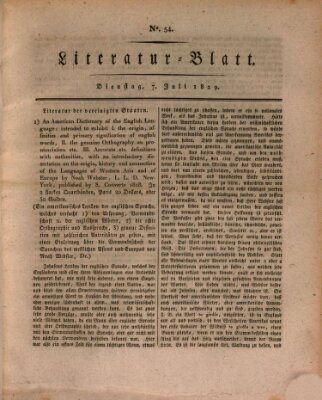 Morgenblatt für gebildete Stände. Literatur-Blatt (Morgenblatt für gebildete Stände) Dienstag 7. Juli 1829