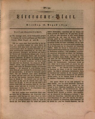 Morgenblatt für gebildete Stände. Literatur-Blatt (Morgenblatt für gebildete Stände) Dienstag 18. August 1829