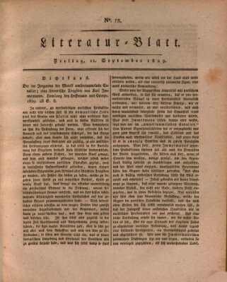 Morgenblatt für gebildete Stände. Literatur-Blatt (Morgenblatt für gebildete Stände) Freitag 11. September 1829