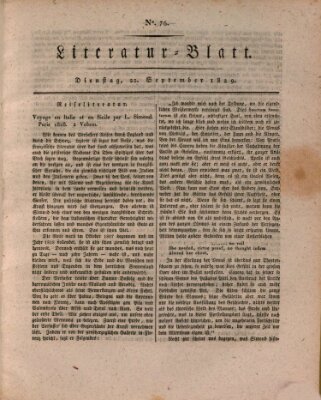 Morgenblatt für gebildete Stände. Literatur-Blatt (Morgenblatt für gebildete Stände) Dienstag 22. September 1829