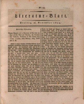 Morgenblatt für gebildete Stände. Literatur-Blatt (Morgenblatt für gebildete Stände) Freitag 20. November 1829