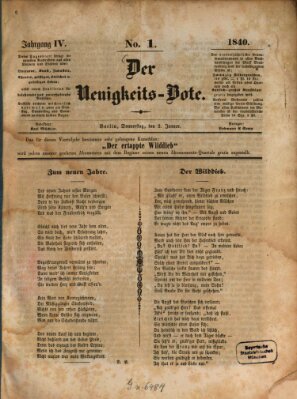 Der Neuigkeitsbote Donnerstag 2. Januar 1840