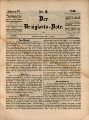 Der Neuigkeitsbote Dienstag 7. Januar 1840