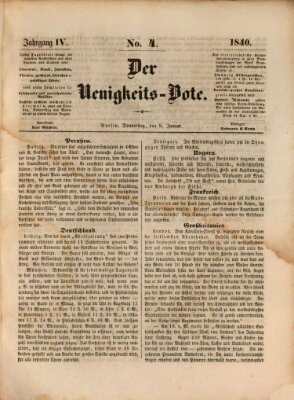 Der Neuigkeitsbote Donnerstag 9. Januar 1840