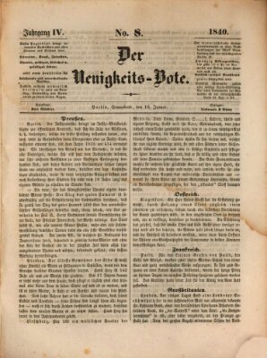 Der Neuigkeitsbote Samstag 18. Januar 1840