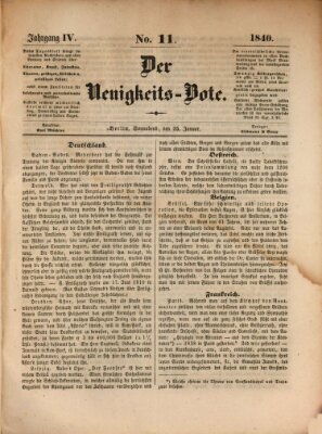 Der Neuigkeitsbote Samstag 25. Januar 1840