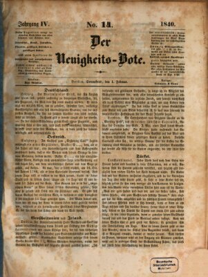 Der Neuigkeitsbote Samstag 1. Februar 1840