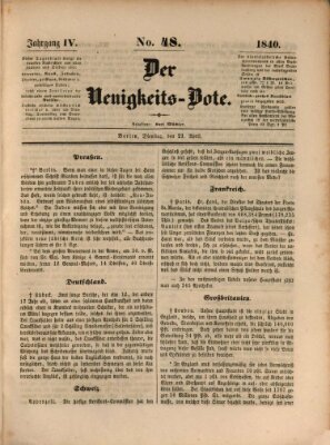 Der Neuigkeitsbote Dienstag 21. April 1840