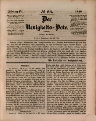 Der Neuigkeitsbote Samstag 11. Juli 1840