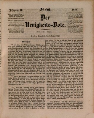 Der Neuigkeitsbote Samstag 1. August 1840