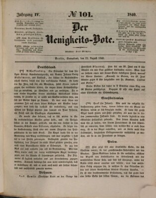 Der Neuigkeitsbote Samstag 22. August 1840