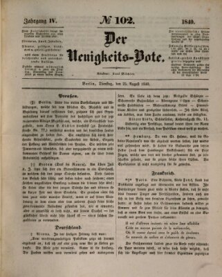 Der Neuigkeitsbote Dienstag 25. August 1840