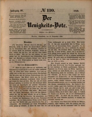 Der Neuigkeitsbote Samstag 12. September 1840