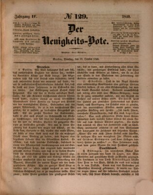 Der Neuigkeitsbote Dienstag 27. Oktober 1840